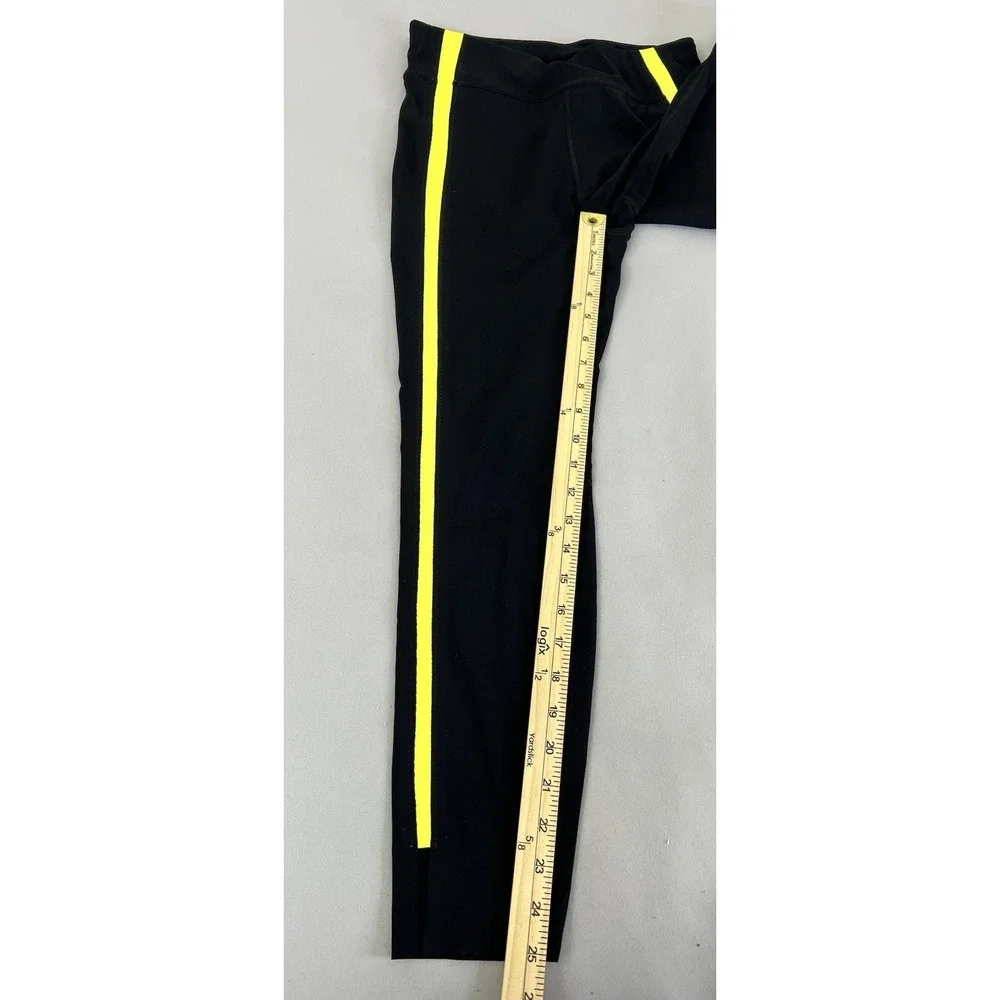 Zyia active full length leggings size 6/8 Medium Black With Yellow‎ Stripe - Picture 2 of 9